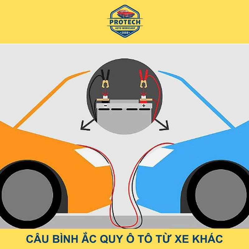 Câu bình ắc quy ô tô từ xe khác