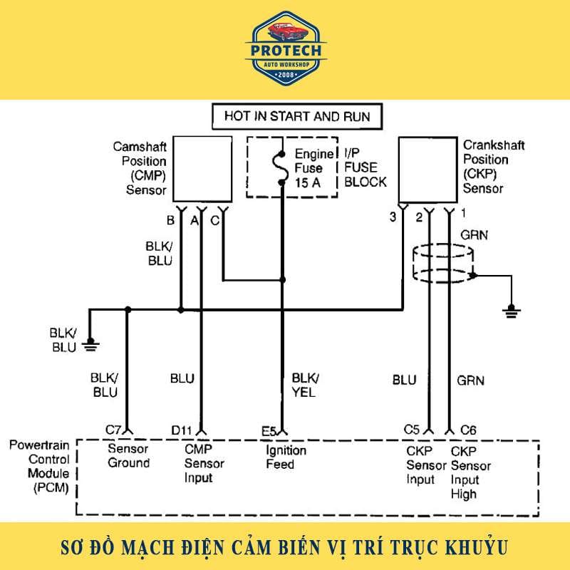 Sơ đồ mạch điện cảm biến vị trí trục khuỷu