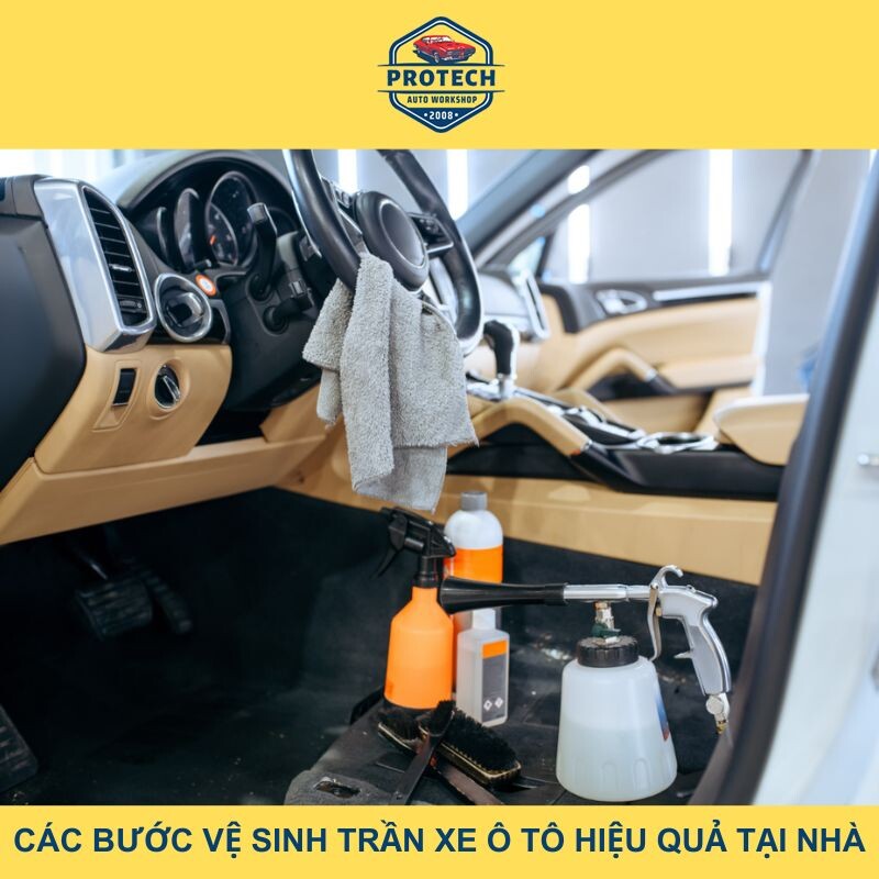 Các bước vệ sinh trần xe ô tô nhanh chóng tại nhà