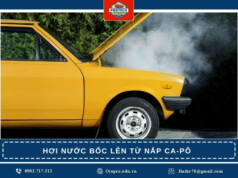 Hơi nước bốc lên từ nắp ca-pô