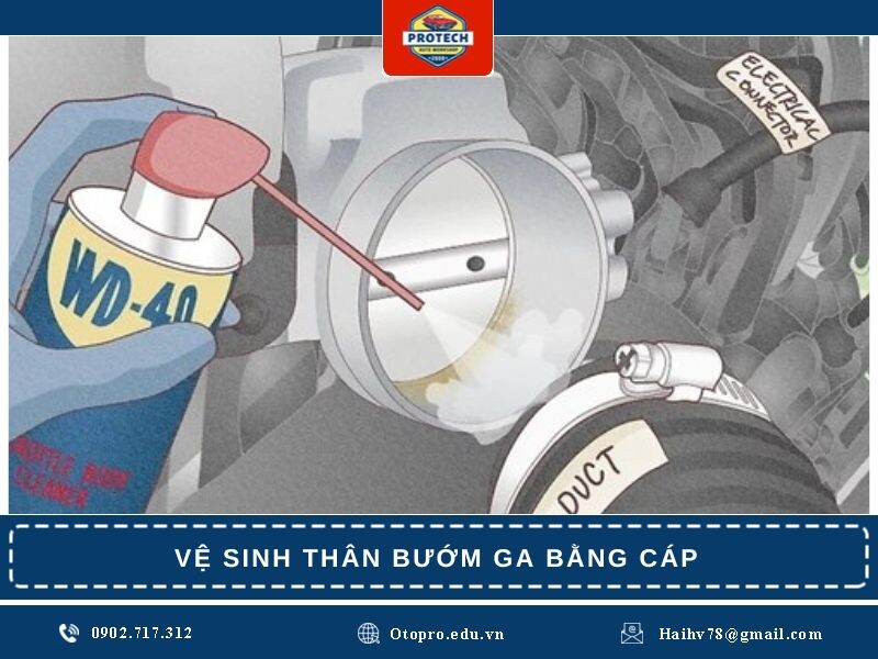 Xịt dung dịch tẩy rửa chuyên dụng vào ống dẫn khí