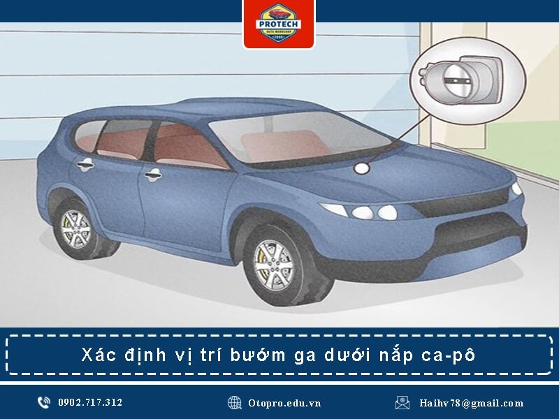 Xác định chính xác vị trí của bướm ga dưới nắp ca-pô