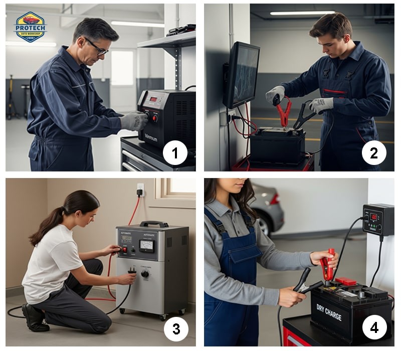 Sạc ắc quy khô với máy nạp có chế độ tự động