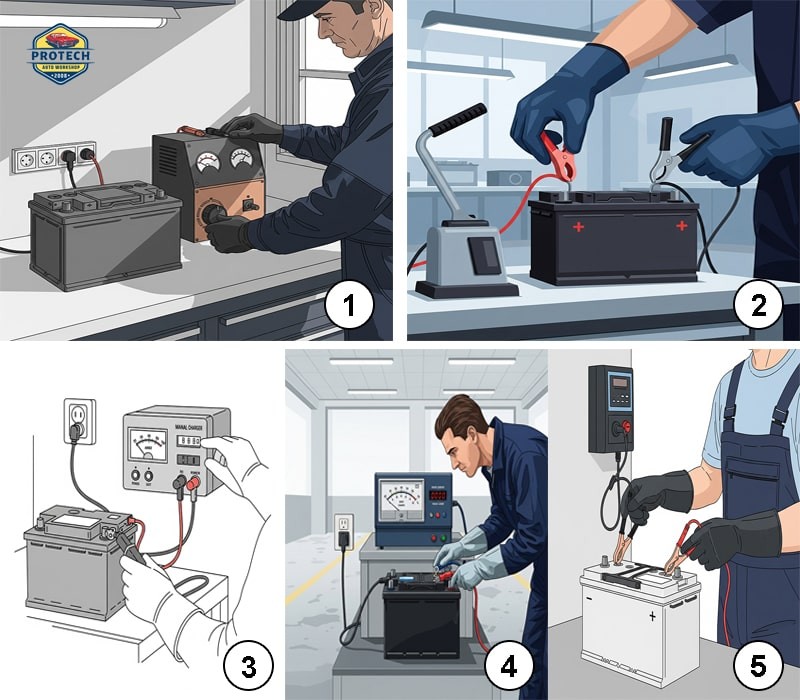 Sạc bình ắc quy khô đối với máy nạp không chế độ tự động