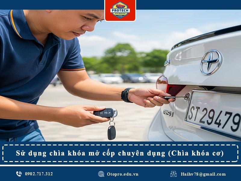 Sử dụng chìa khóa mở cốp chuyên dụng (Chìa khóa cơ)
