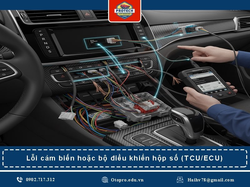 Lỗi cảm biến hoặc bộ điều khiển hộp số (TCU/ECU)