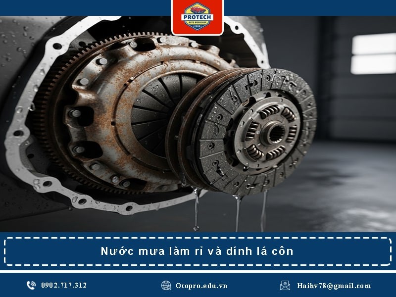 Nước mưa làm rỉ và dính lá côn