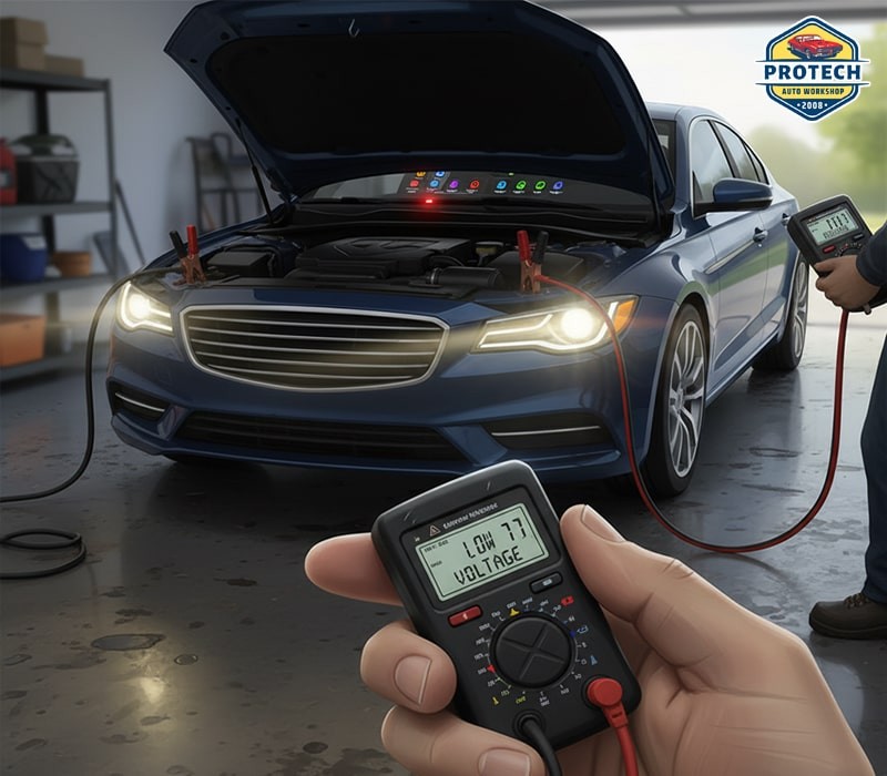 Ắc quy xe bị yếu hoặc sụt áp đột ngột