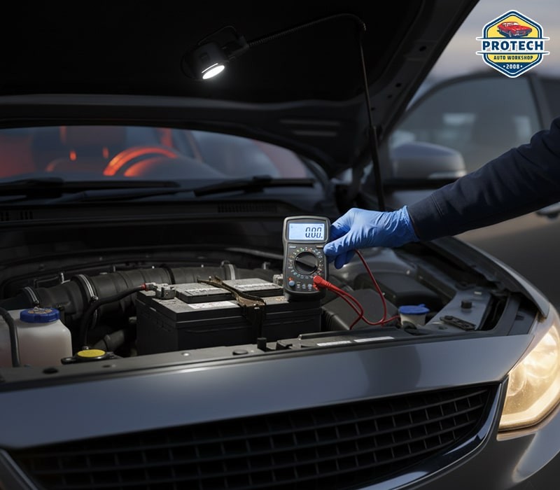 Bình ắc quy xe bị yếu hoặc sắp hỏng