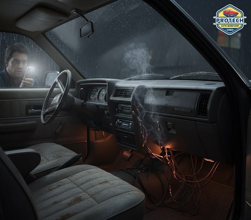 Mùi khét nhựa hoặc cao su trong xe