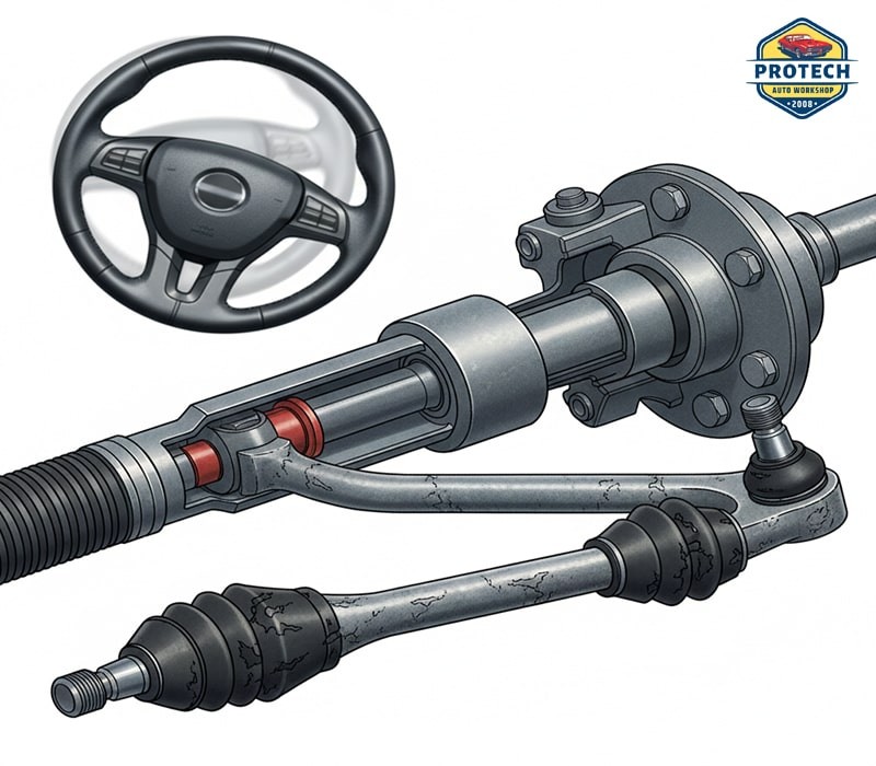 Rotuyn lái (Rô-tuyn) bị mòn hoặc hỏng